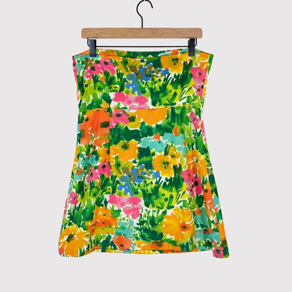 With Jean Womens Dress Green Lala Splice Floral Mini Strapless Tube Boho Large - Picture 3 of 10